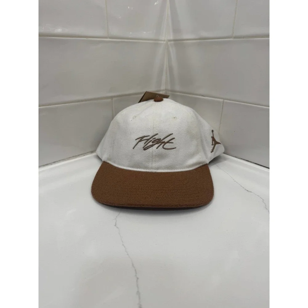 Size M/L Nike Jordan Flight Fly Unstructured Hat White Brown Wool HF6241 Adult
